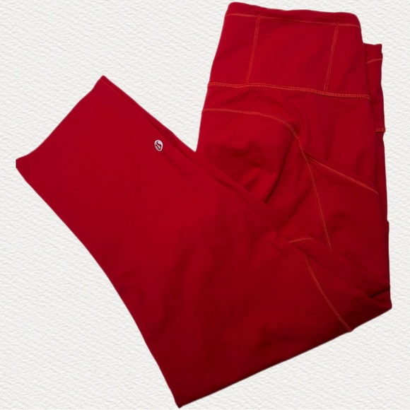 Lululemon Fast and Free Crop II 19” Non-Reflective Size 10 Dark Red - Picture 5 of 9